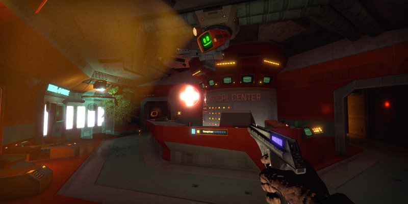 Official RetroSpace gameplay screenshot showing the disco-punk space station Aurora 5.
