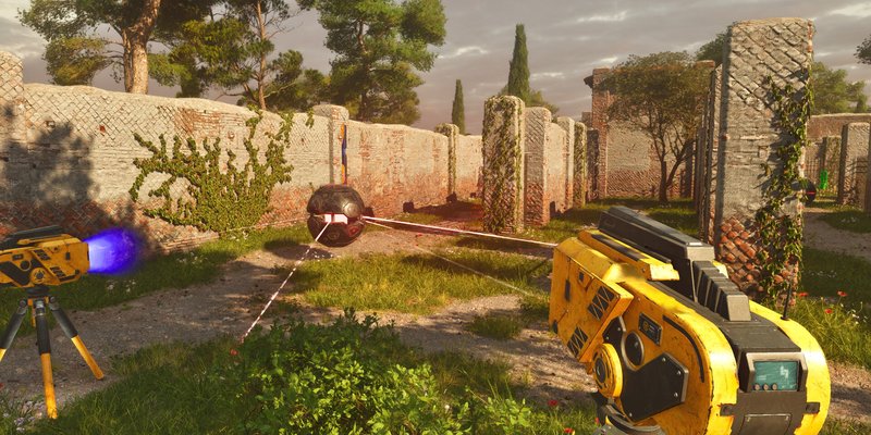 Official screenshot from The Talos Principle: Reawakened showing a rebuilt sci-fi puzzle environment.