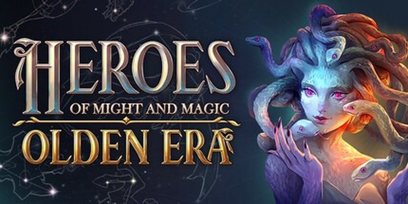 Official Heroes of Might and Magic: Olden Era key art with logo and fantasy character artwork.