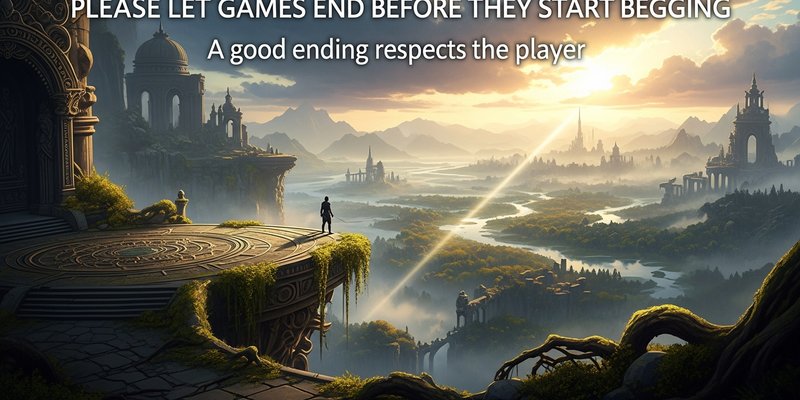 AI-generated digital artwork illustrating Please Let Games End Before They Start Begging.