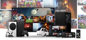 Official Xbox Game Pass promotional image showing the service across gaming devices.