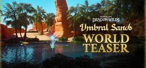 Official RuneScape: Dragonwilds Umbral Sands teaser image showing a desert tower and the new arid region.
