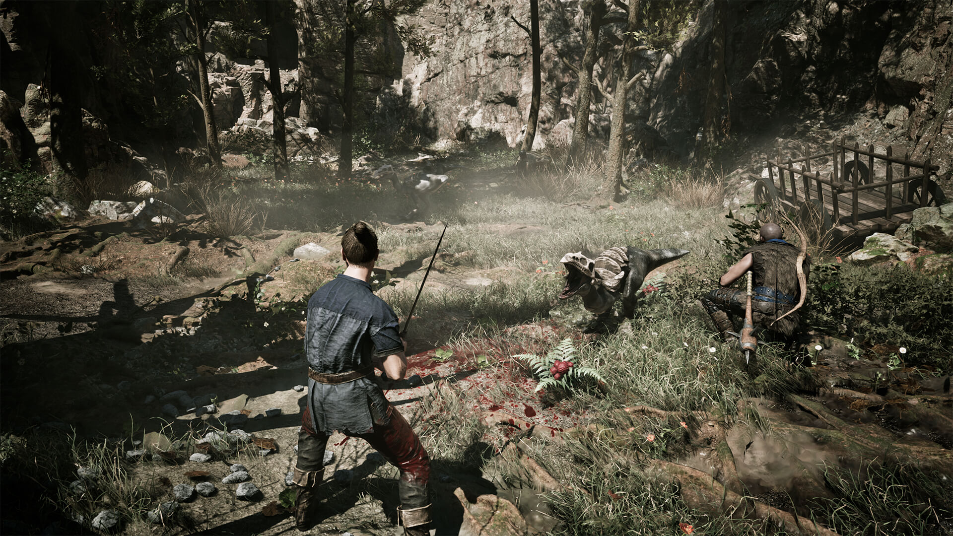 Official Gothic 1 Remake screenshot showing a dark fantasy environment in the Valley of the Mines.