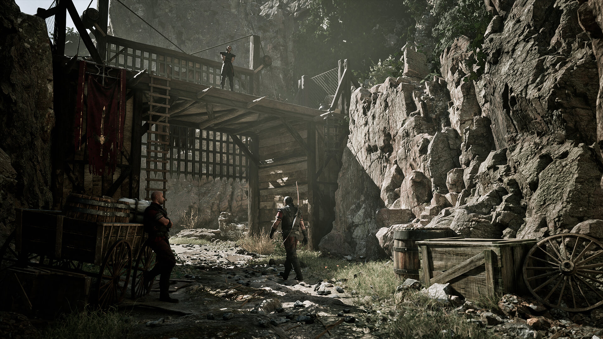 Official Gothic 1 Remake screenshot showing a camp scene in the Colony.