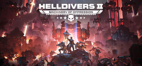 Official Helldivers 2 Steam header art showing Helldivers in combat gear.